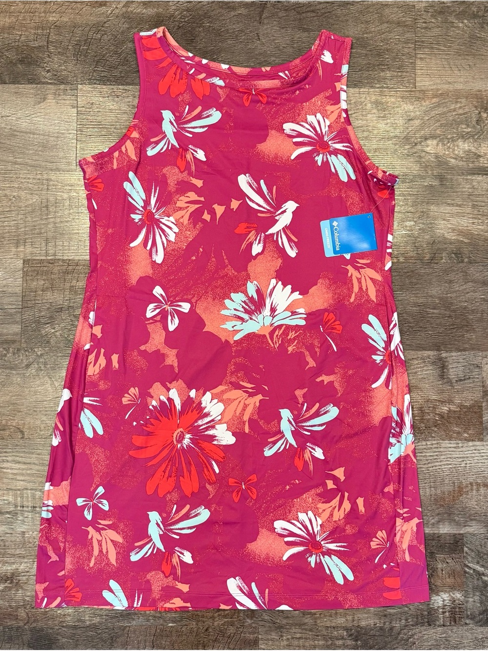 NWT Columbia Women’s Pink Floral Tank Top Dress Omni-Freeze XL Activewear Summer